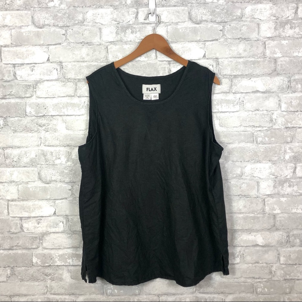Flax Linen Sleeveless Top 1X Black